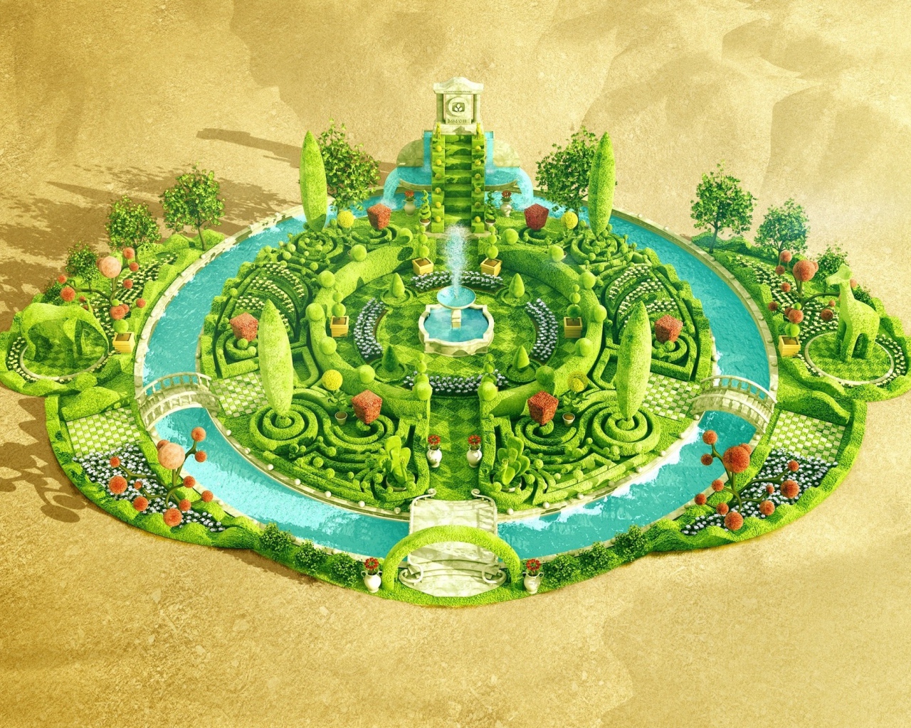 Модель оазиса в пустыне