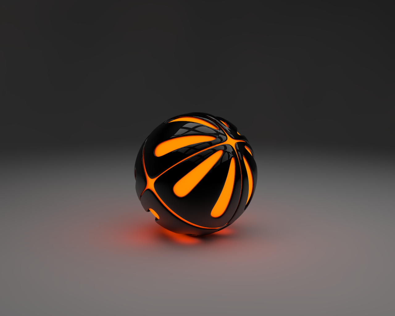Оранжевый шар на сером фоне, 3-Д графика