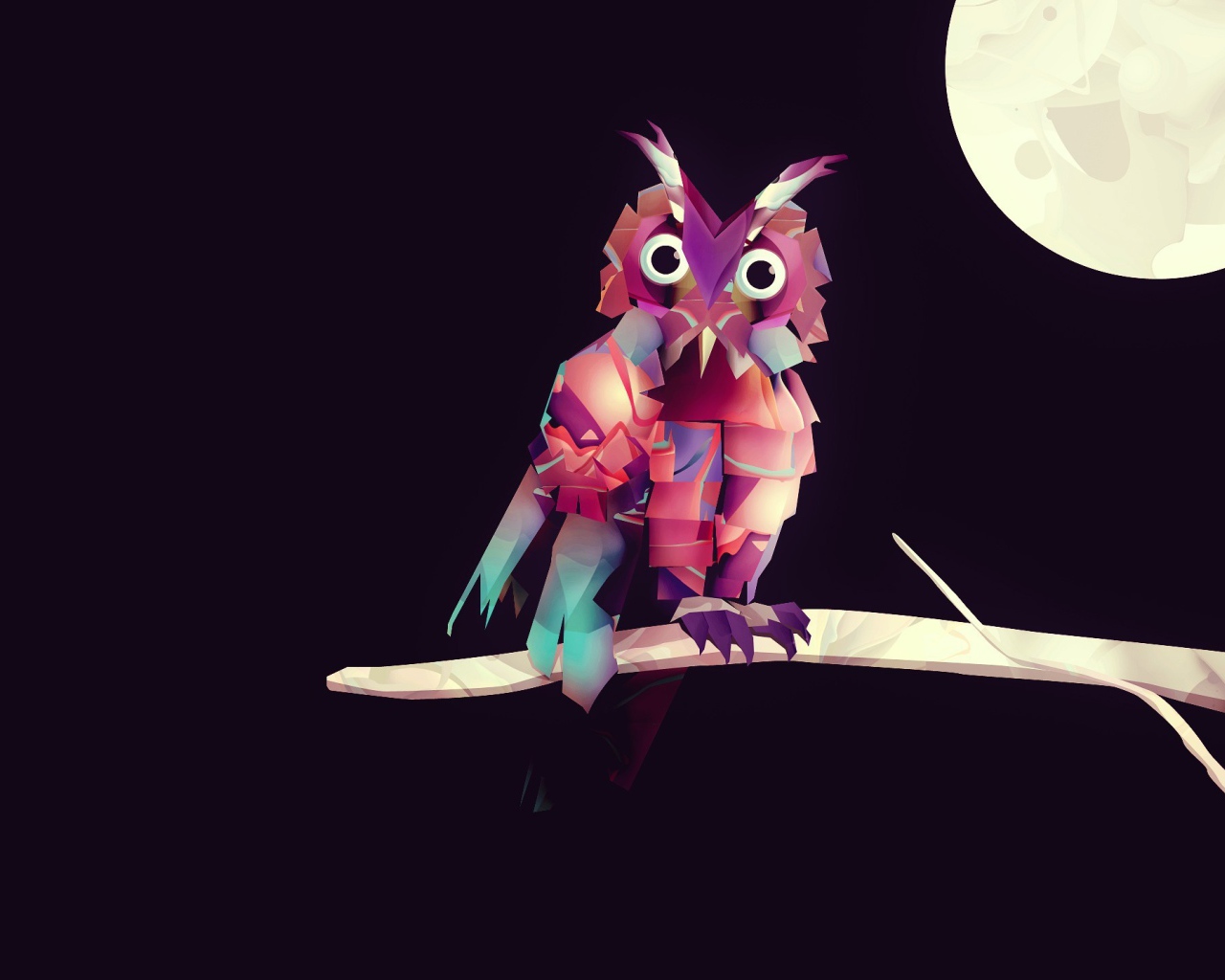 Сова на ветке, 3-Д графика