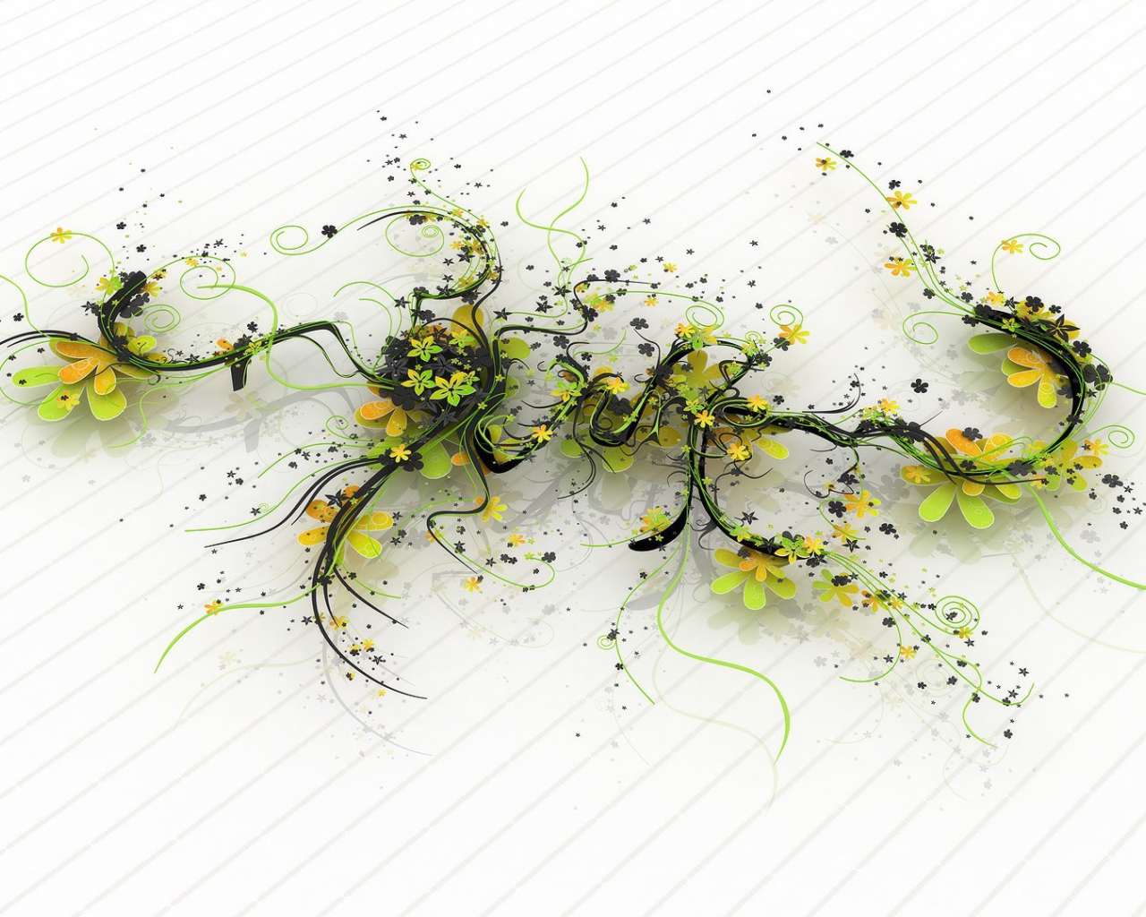 Растения в 3Д на белом фоне