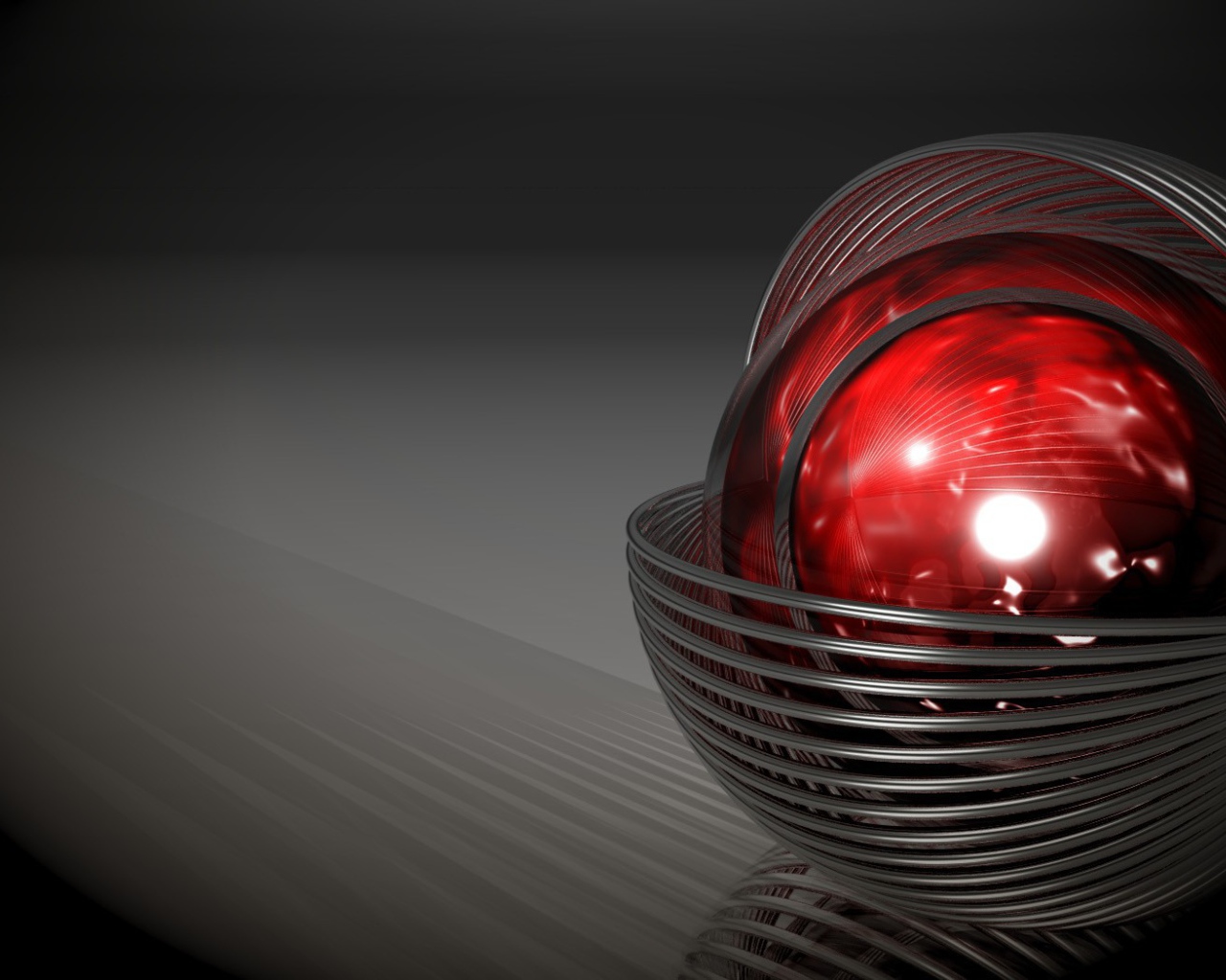 Красный шар в серой оболочке, 3-Д графика