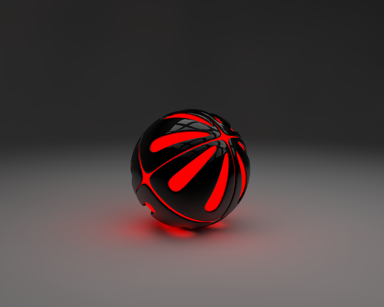Красный шар на сером фоне, 3-Д графика