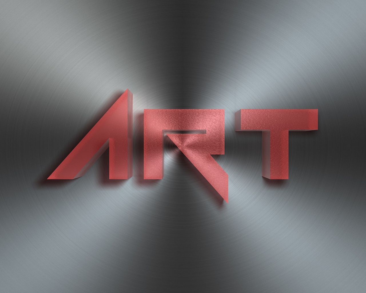 Красная надпись Арт на металле, 3д графика