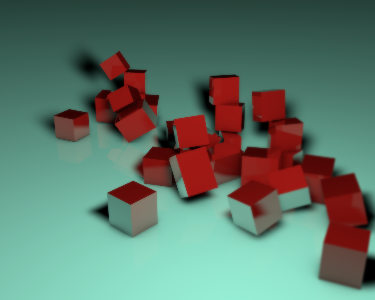Несколько красных кубов, 3Д графика