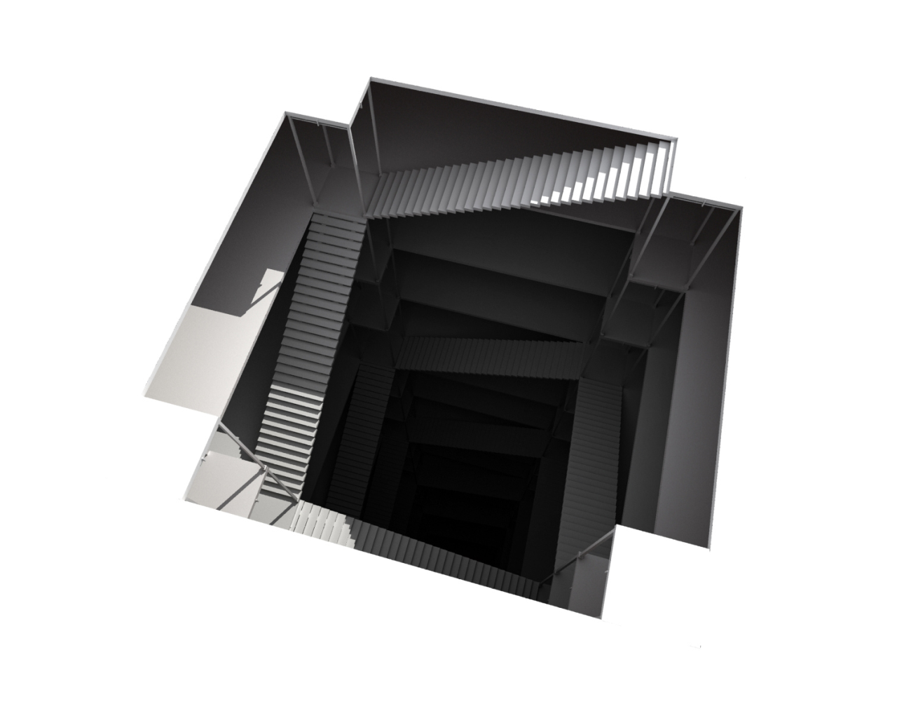 Лестница в глубь здания, 3Д графика