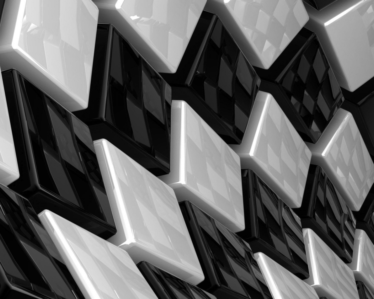 Изогнутая поверхность из белых и черных плиток