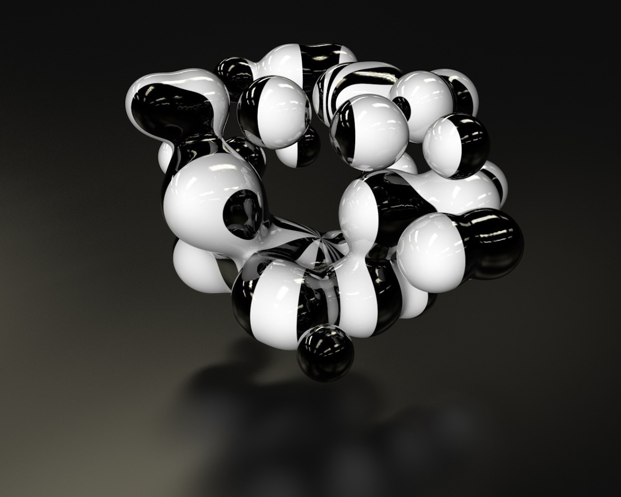 Конструкция из черно-белых шаров, 3Д модель