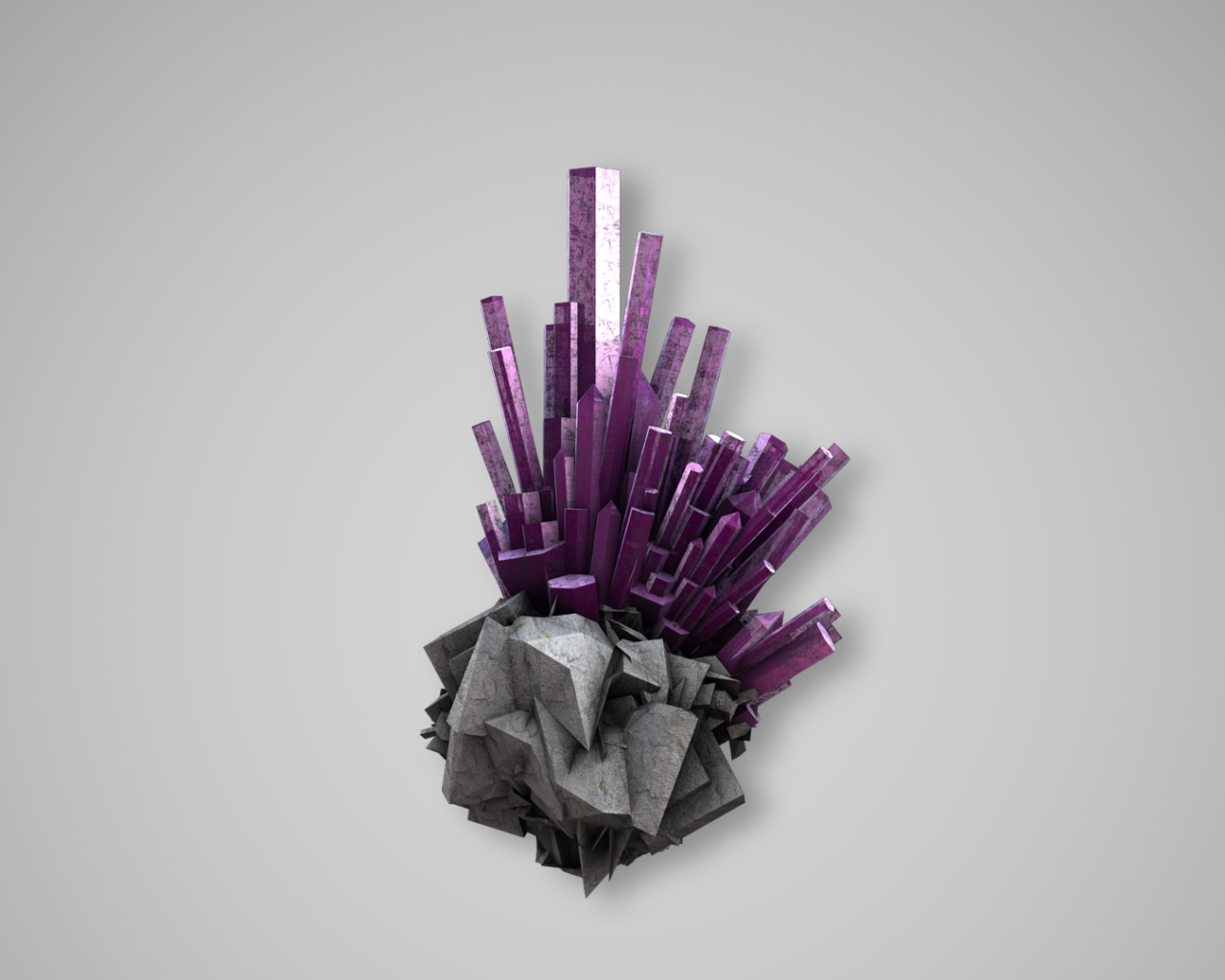 Фиолетовые кристалы на сером камне