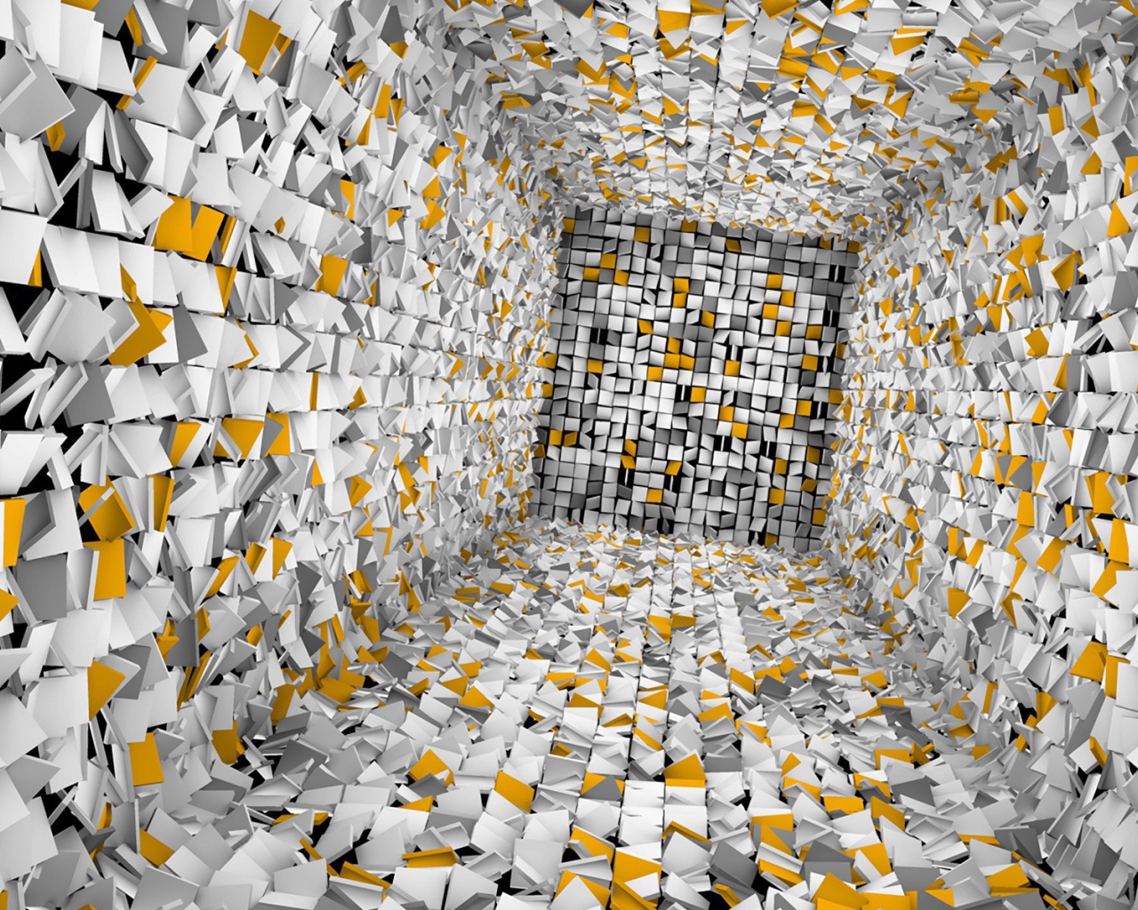 Колодец из белой и желтой плитки