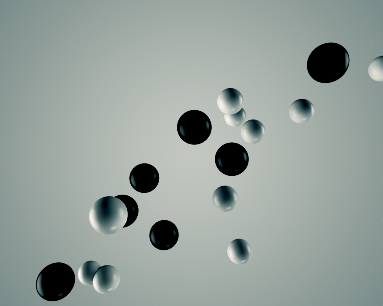 Белые и черные шары в воздухе 3Д