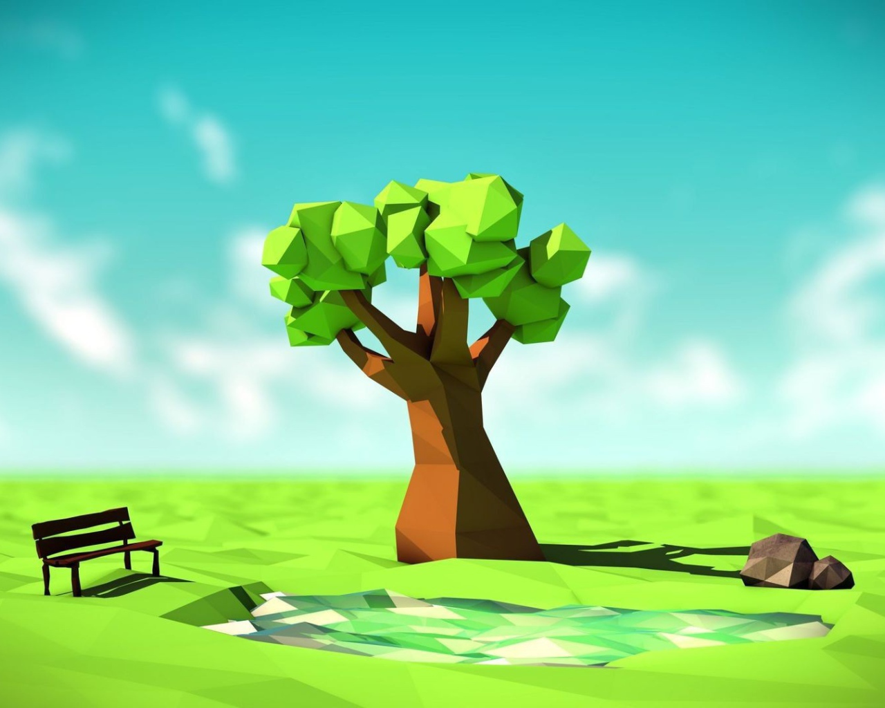 Дерево в поле, 3-Д графика