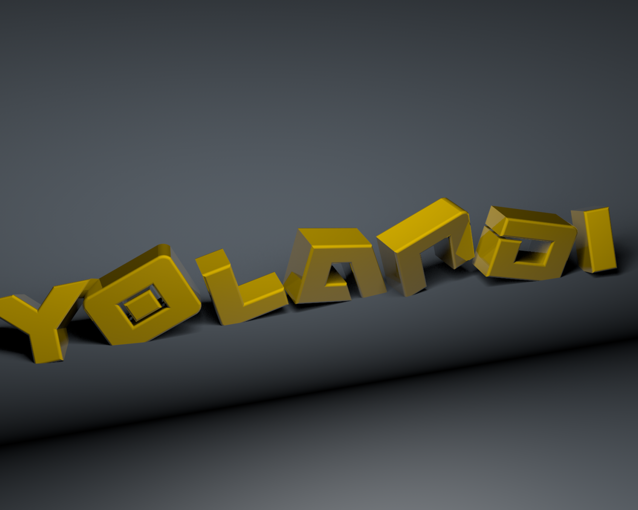 Желтые буквы нак сером фоне, 3Д модель