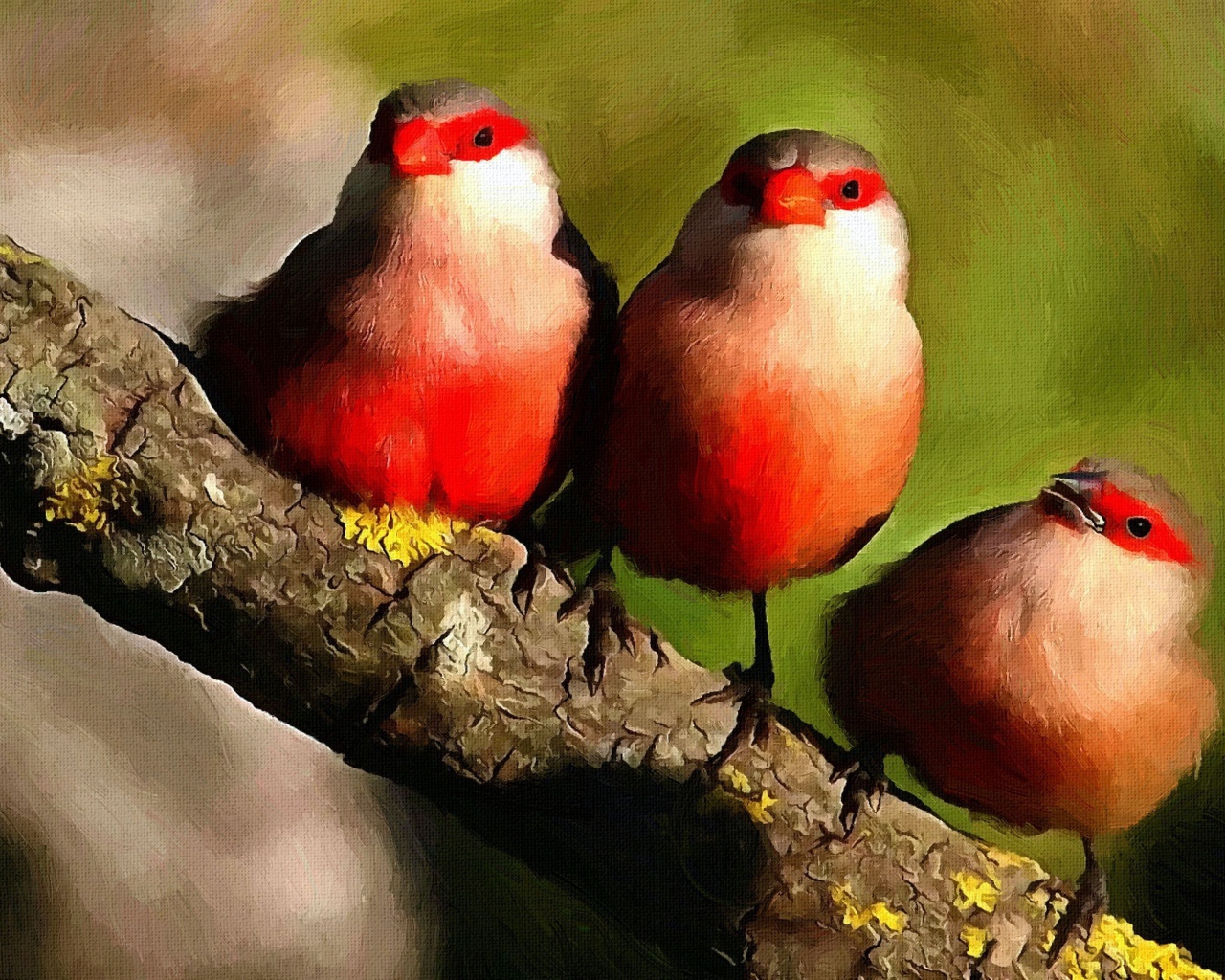 Три птицы на картине