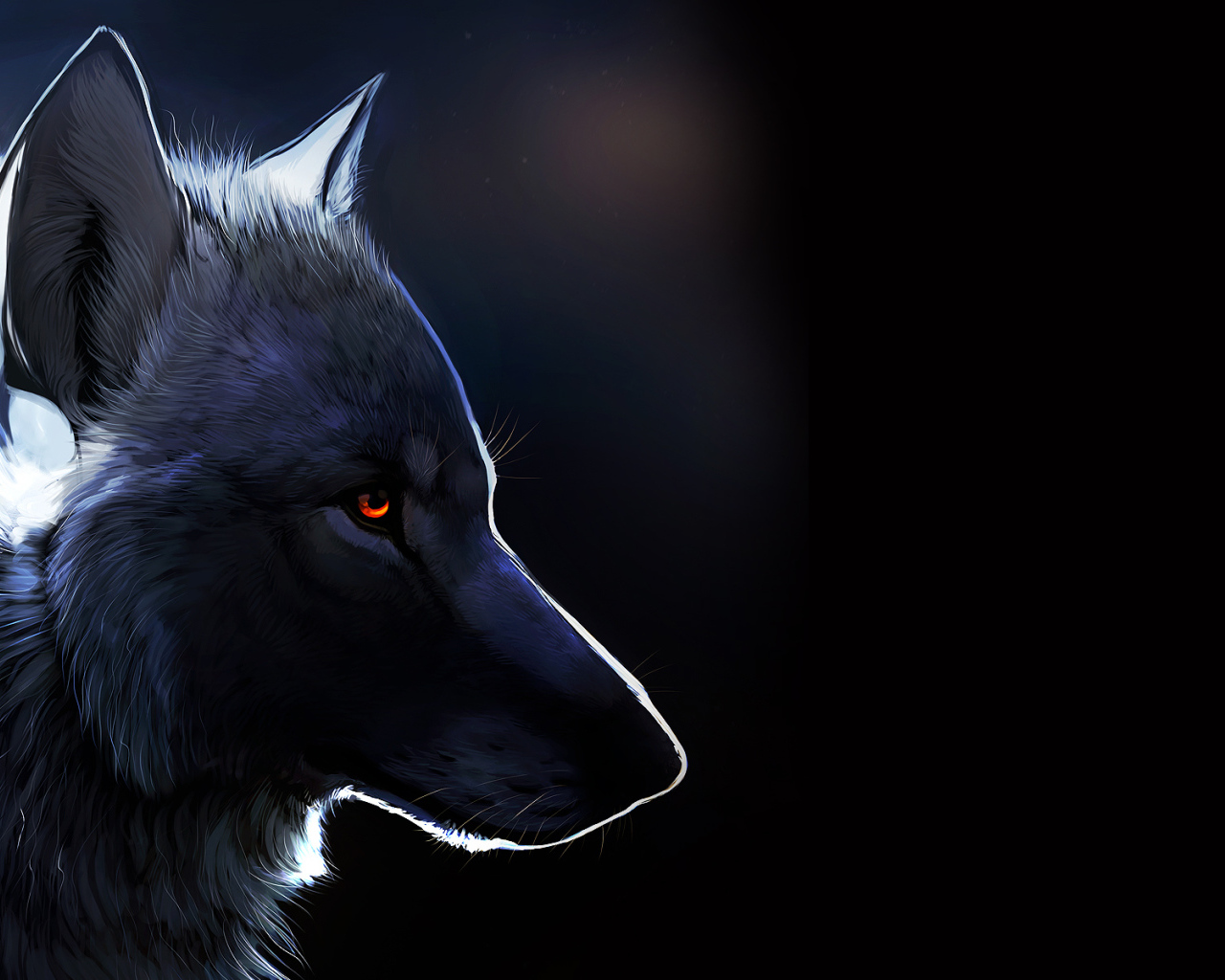 	   Wolf with glowing eyes