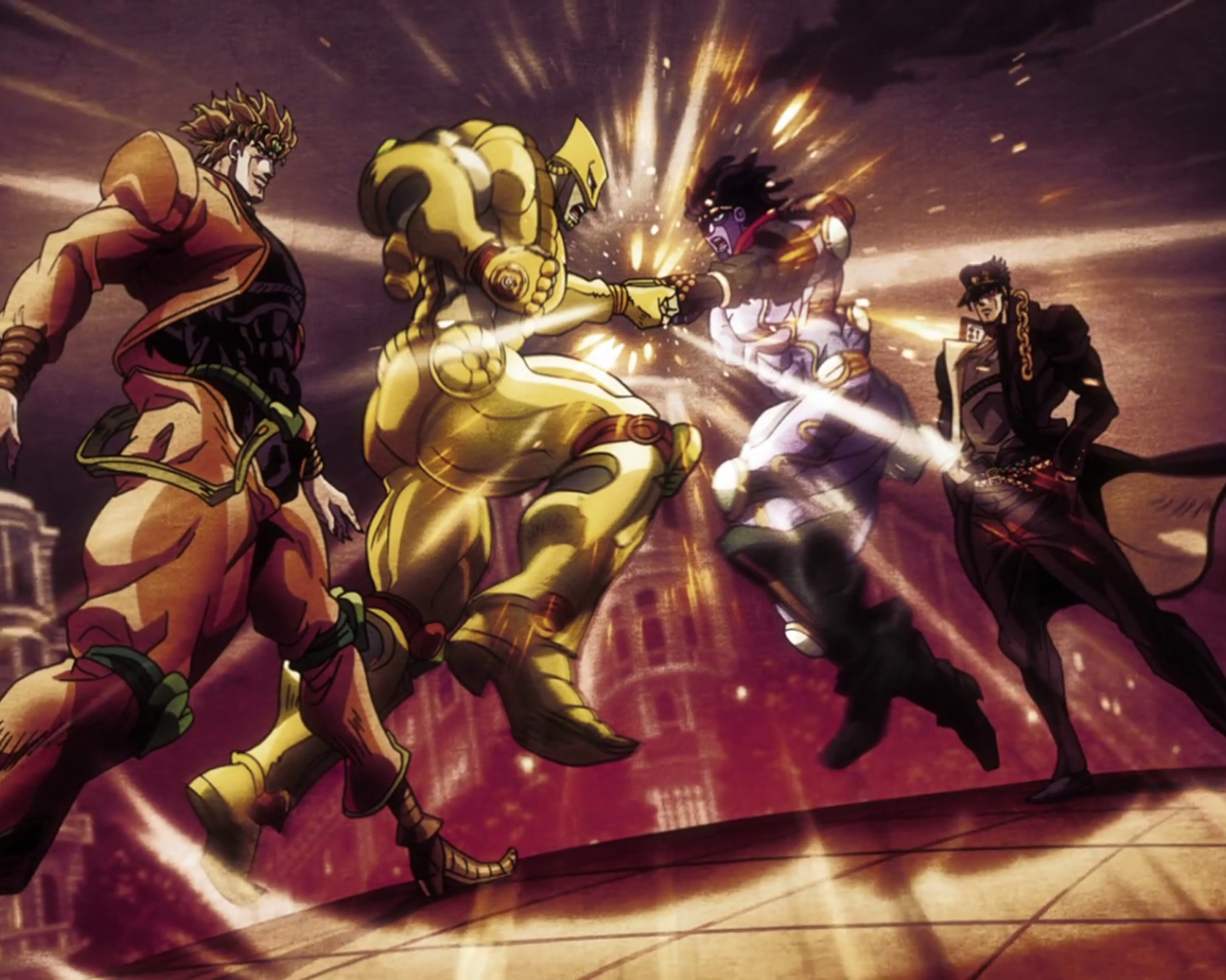 Схватка персонажей аниме Приключения Джоджо