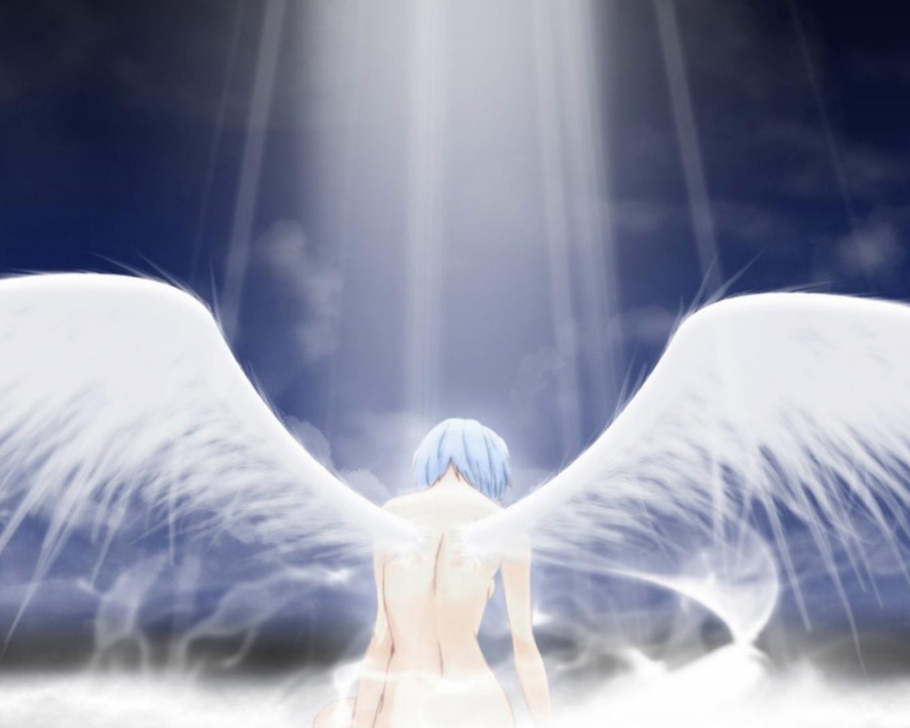 Ангел аниме в лучах света