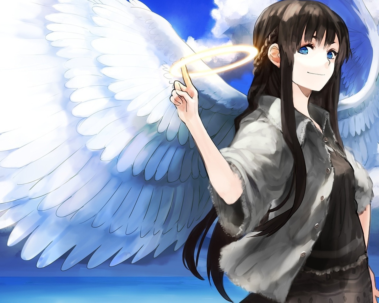 Девушка ангел из аниме