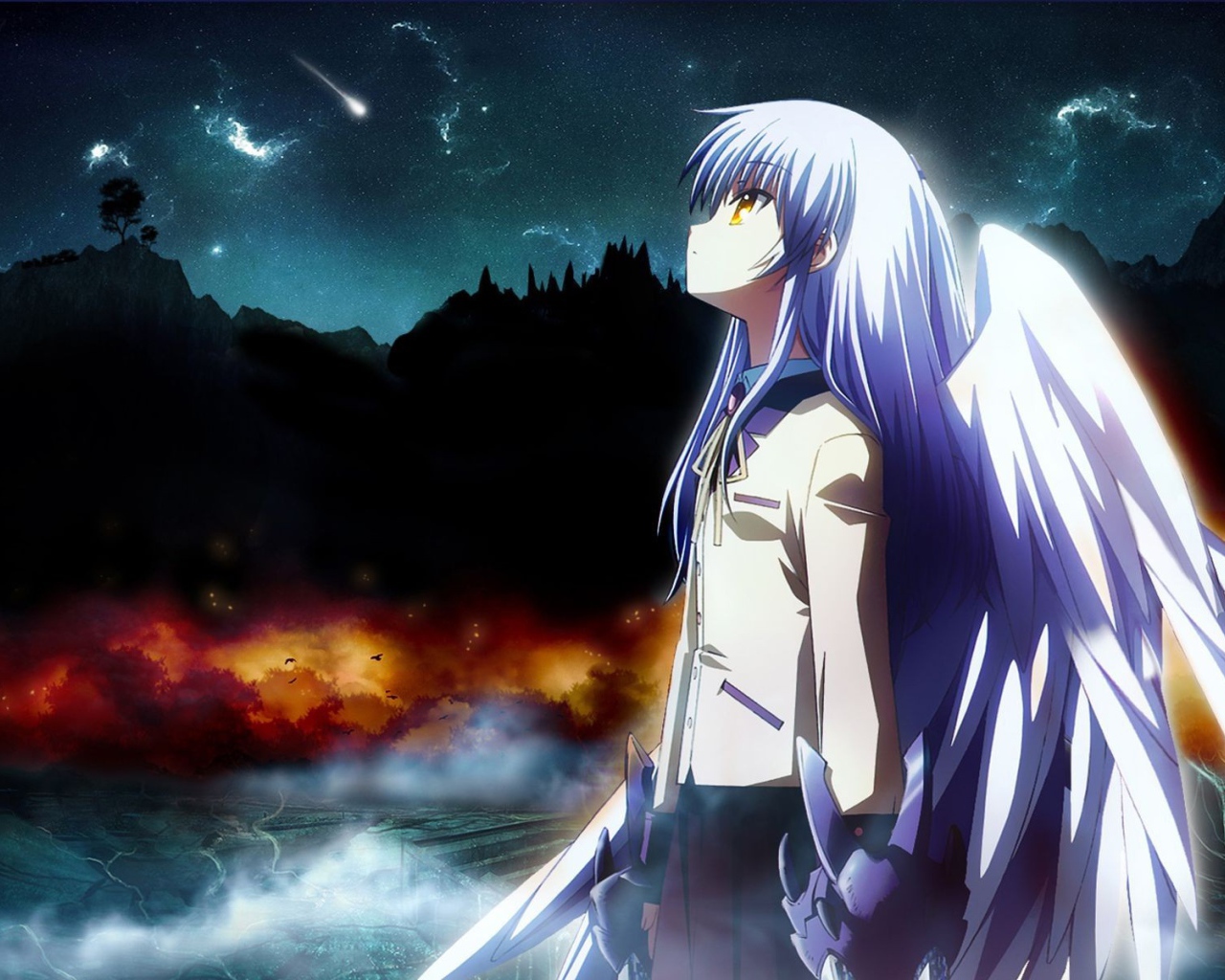 Ангел на фоне ночного неба, аниме Ангельские ритмы