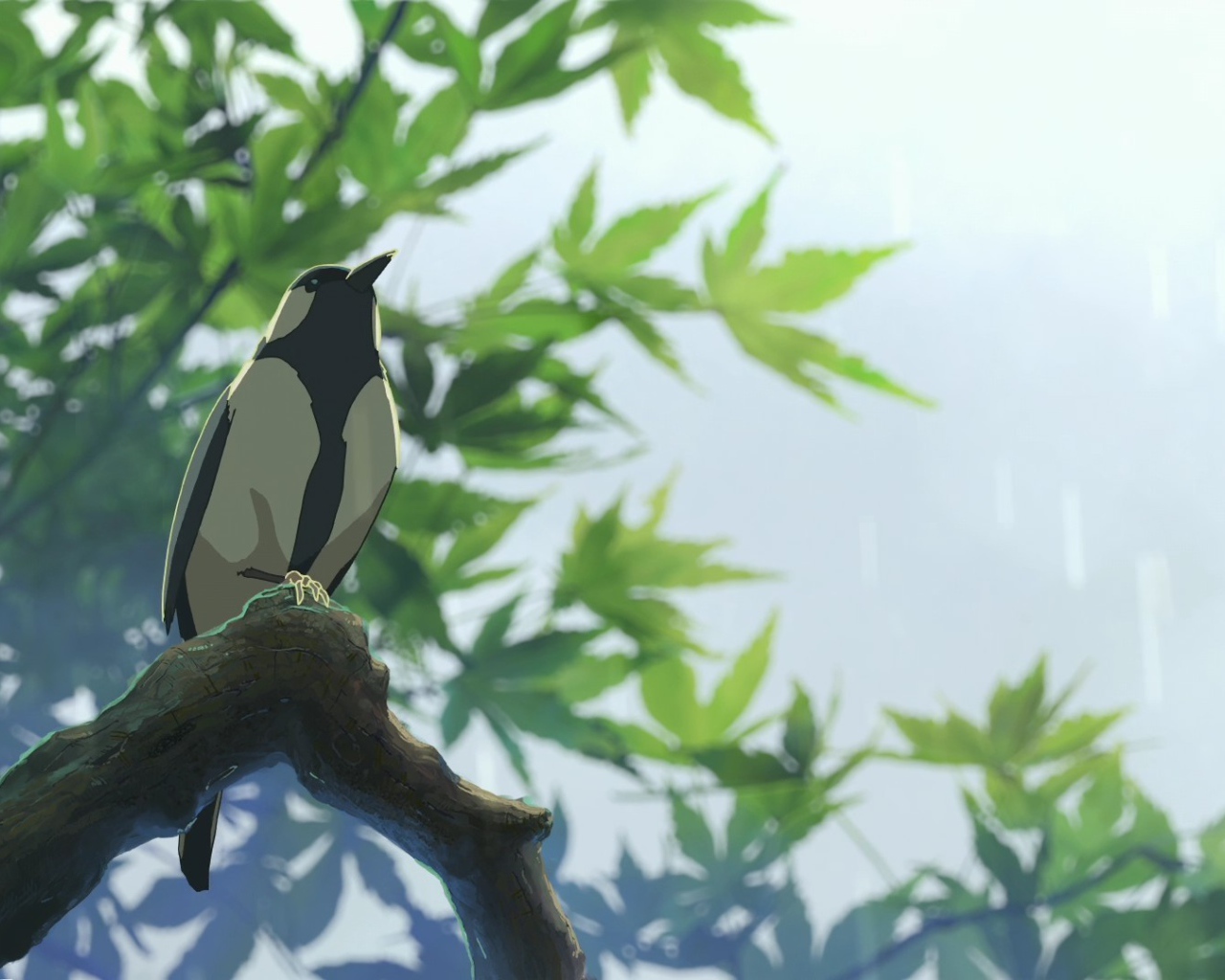 Птица в аниме Сад изящных слов