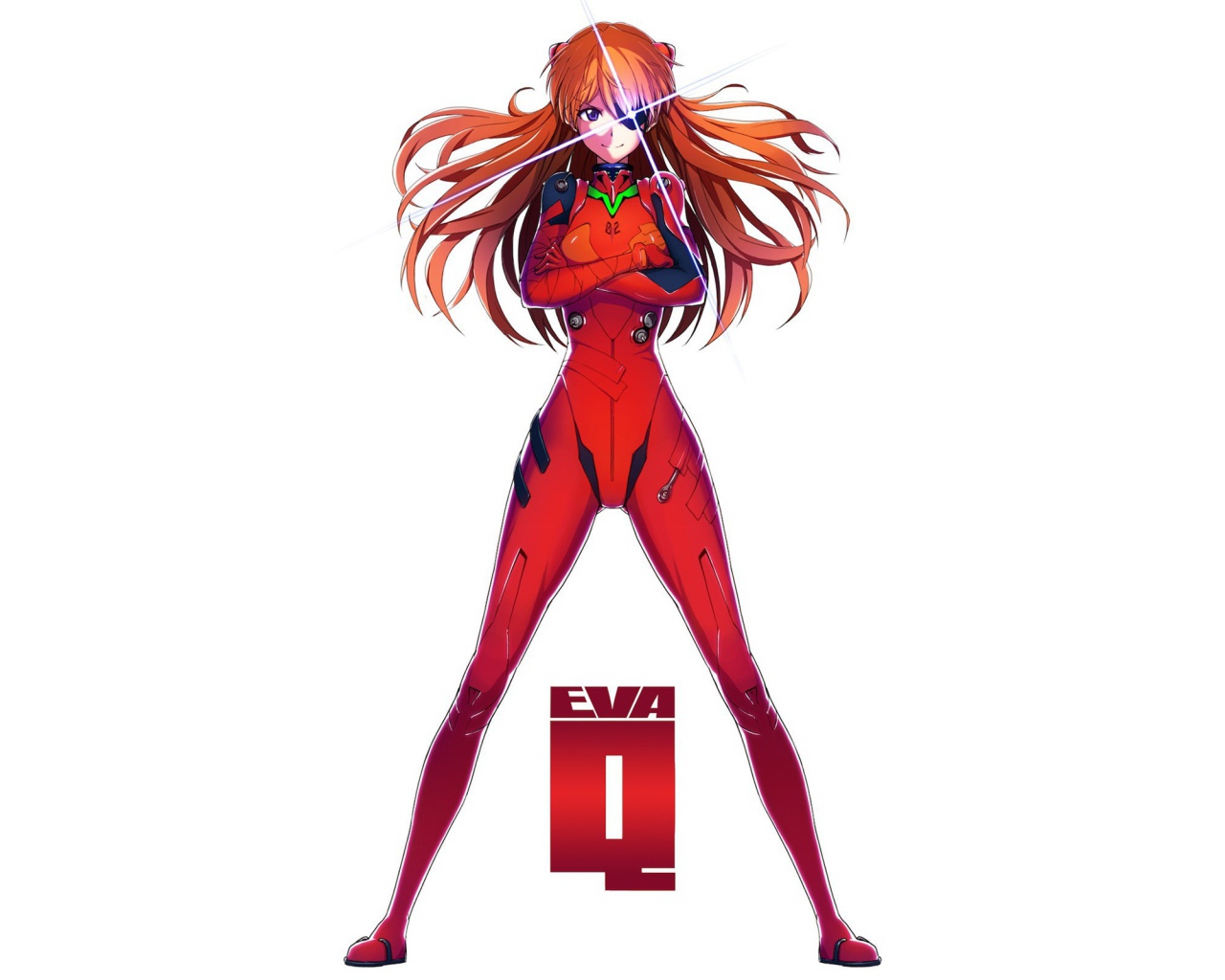 Девушка аниме Аска Лэнгли Сорью в красном