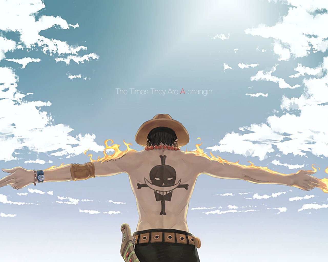 Персонаж аниме с тату пирата на спине