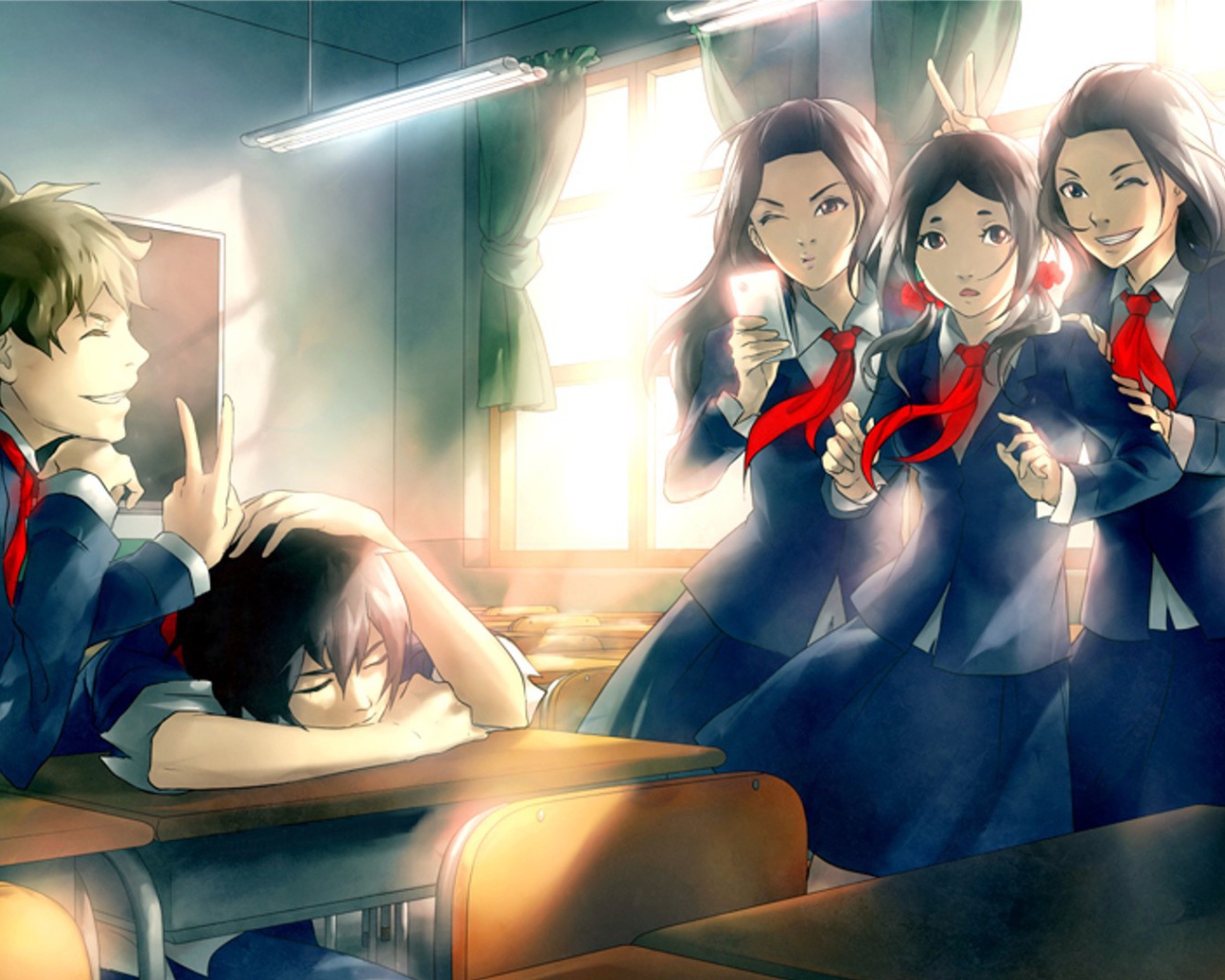 Персонажи аниме в школьной форме