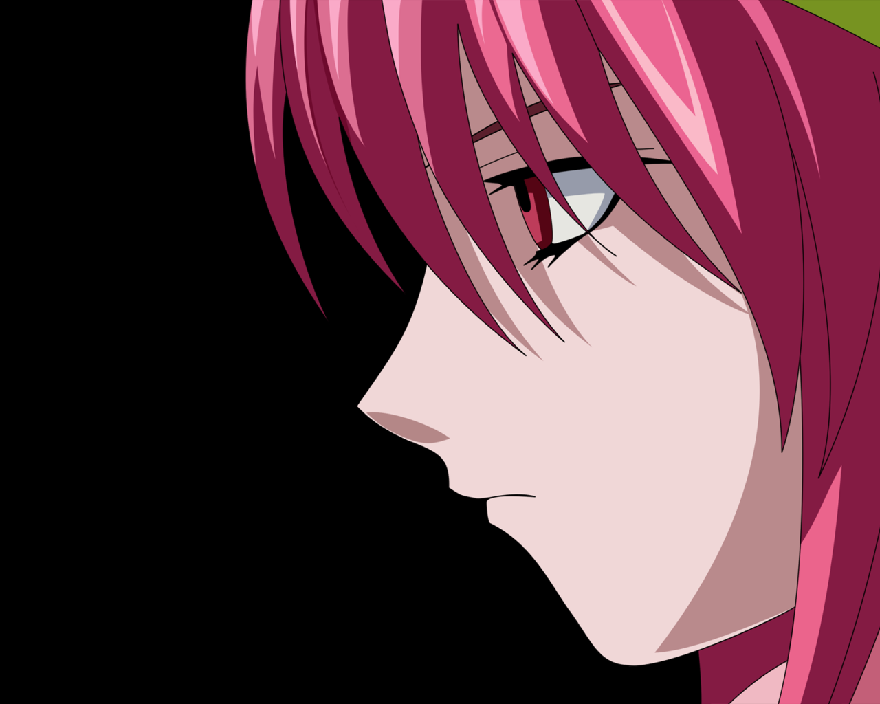 Аниме девушка Люси на черном фоне