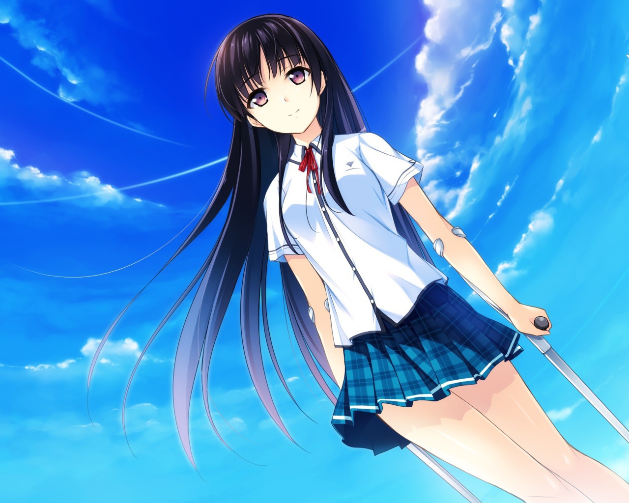 Аниме девушка на фоне неба, Натюрморт в серых тонах