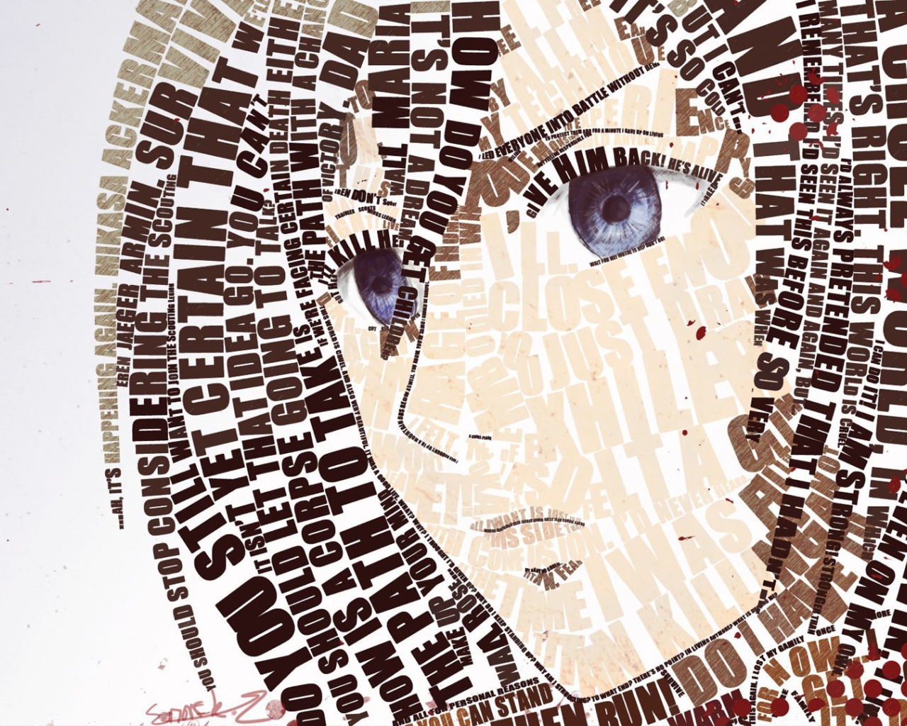 Лицо аниме девушки из букв