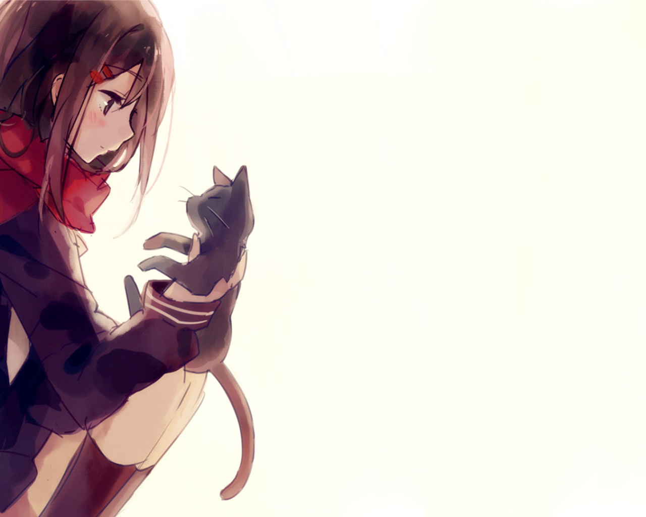 Девушка аниме держит в руке кота, аниме Kagerou Project