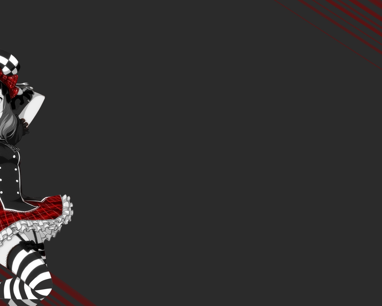 Аниме девушка в клетчатом цилиндре