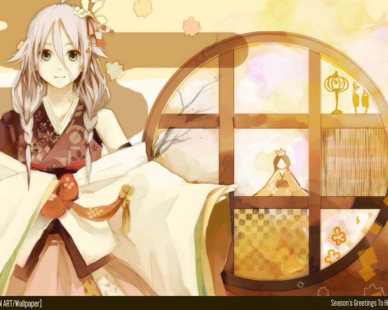 Девушка аниме в коричневых тонах