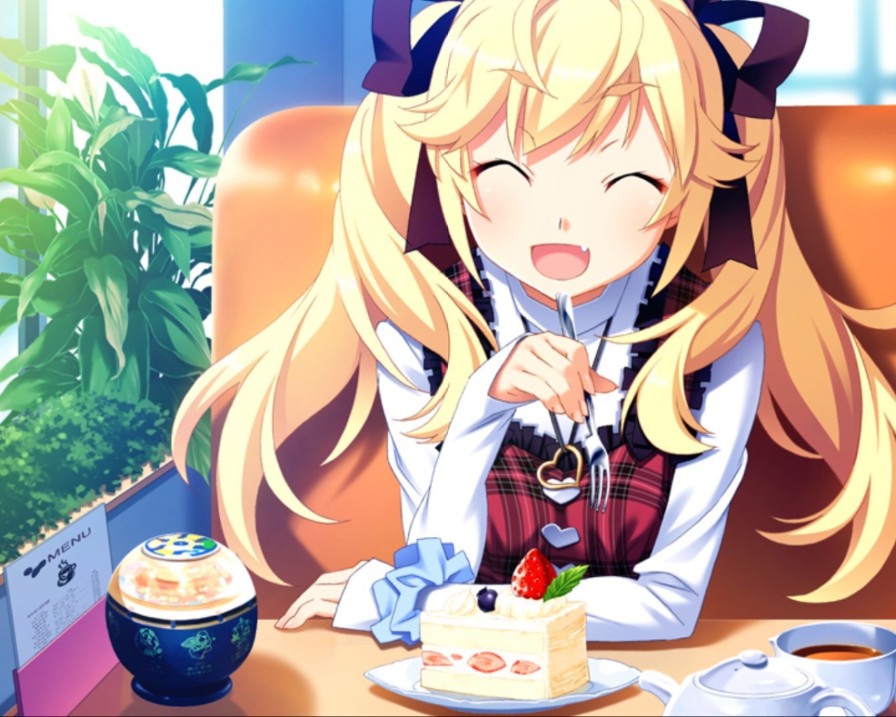 Аниме девушка в кафе, Натюрморт в серых тонах