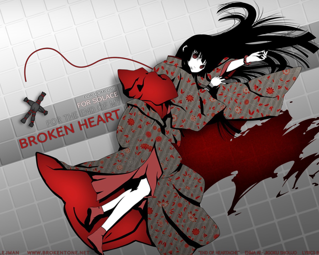 Аниме девушка лежит в луже крови