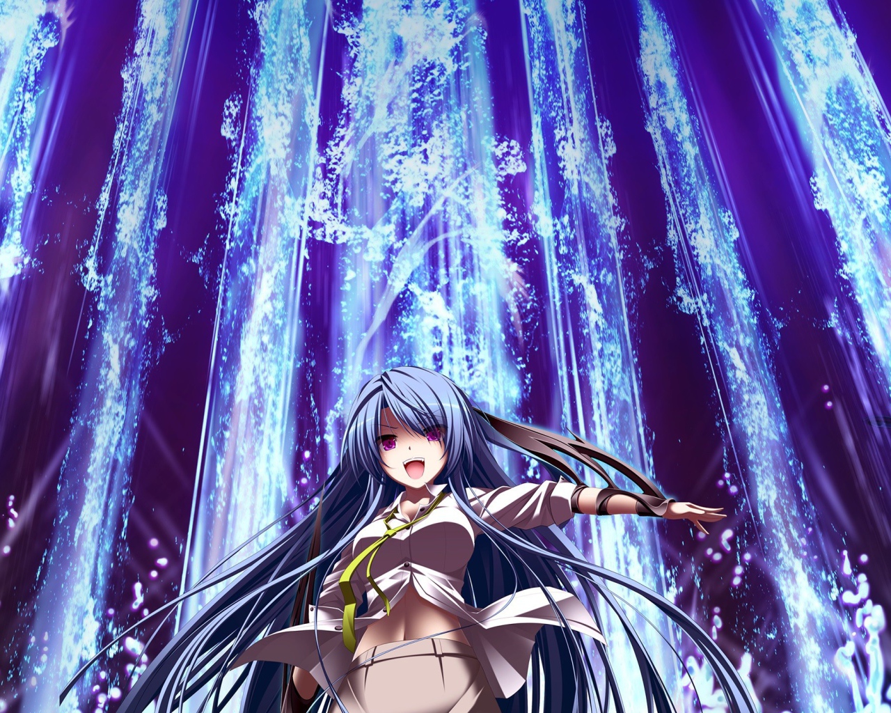 Девушка аниме возле водопада, Натюрморт в серых тонах