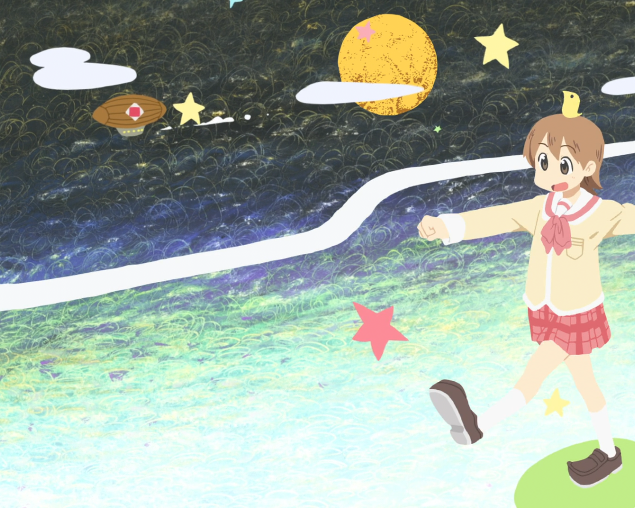 Аниме девушка на детском рисунке