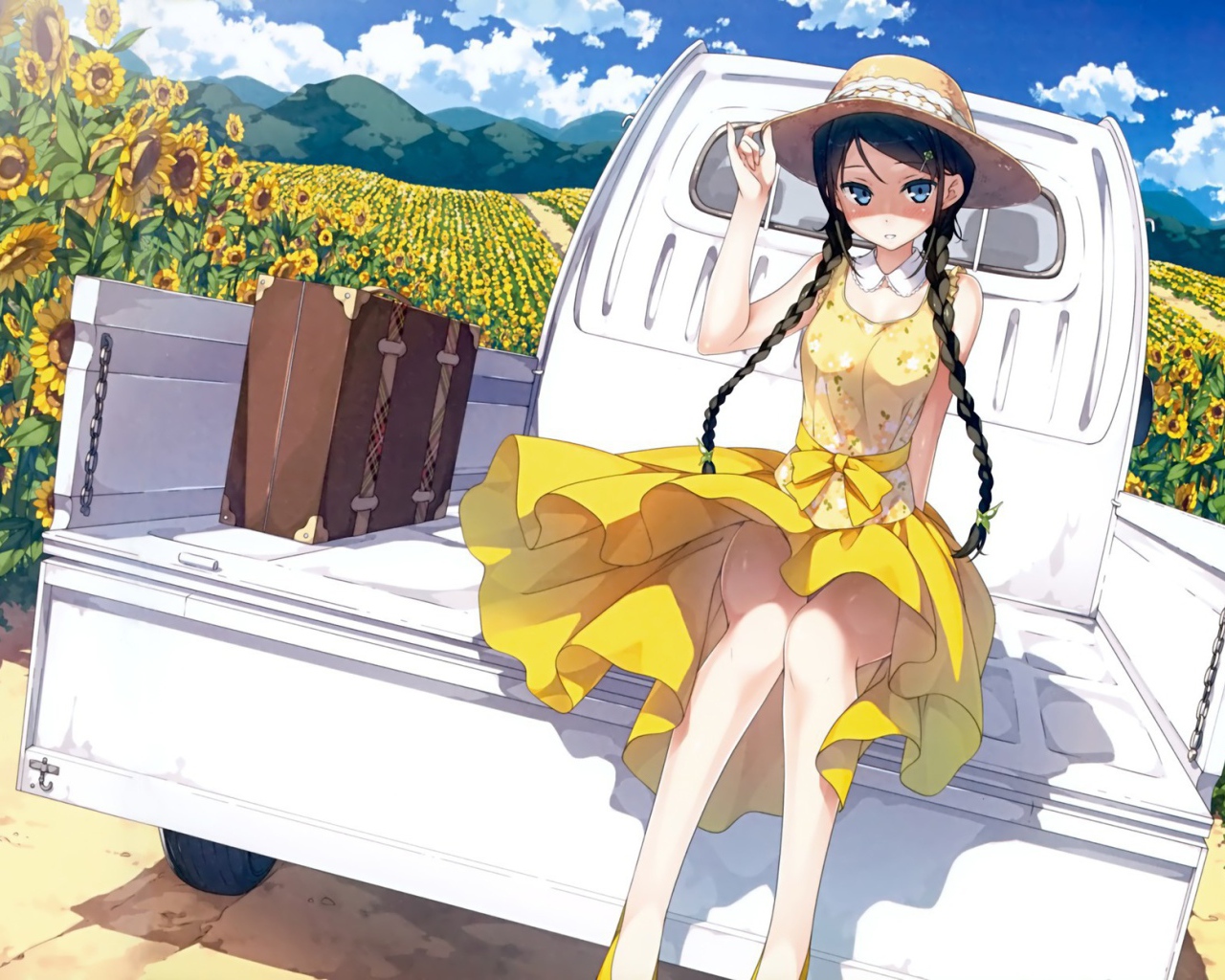 Девушка аниме на ферме