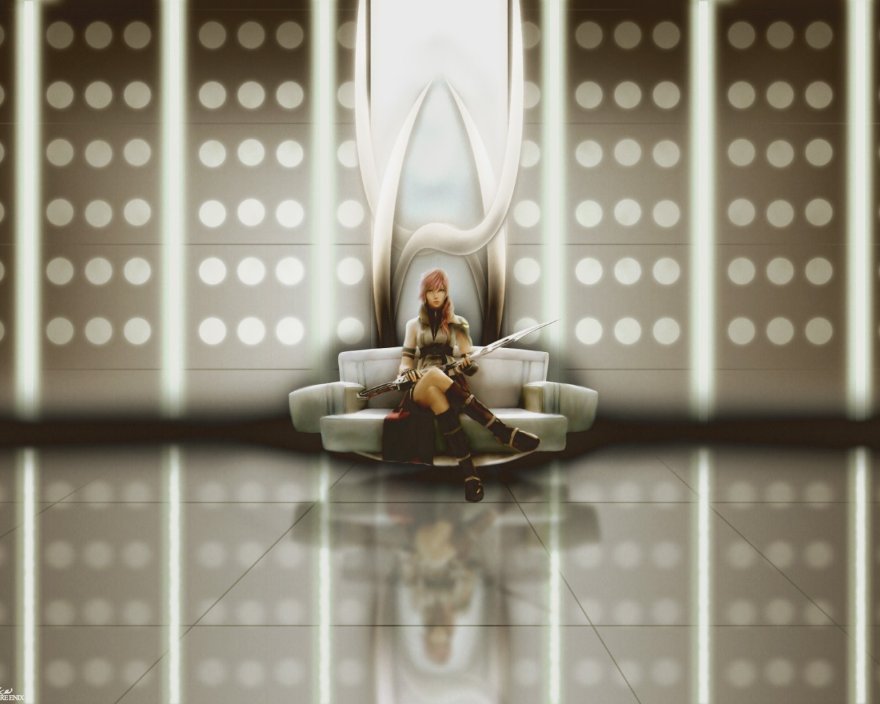 Девушка аниме на престоле