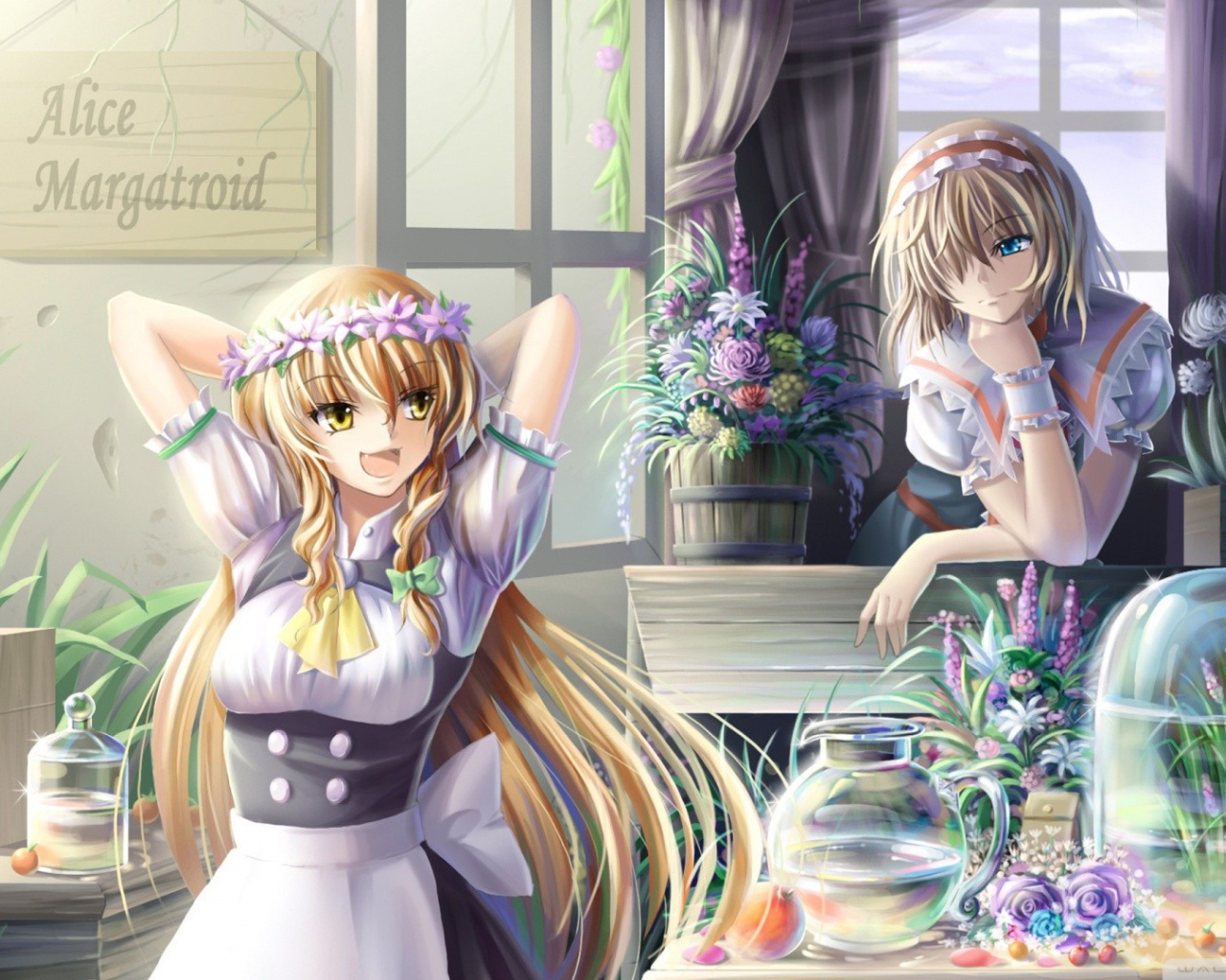 Аниме девушки продают цветы