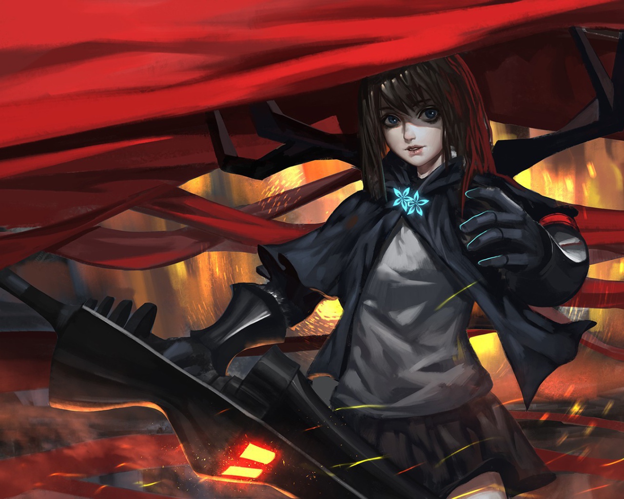 Девушка аниме под красной накидкой, Pixiv Fantasia