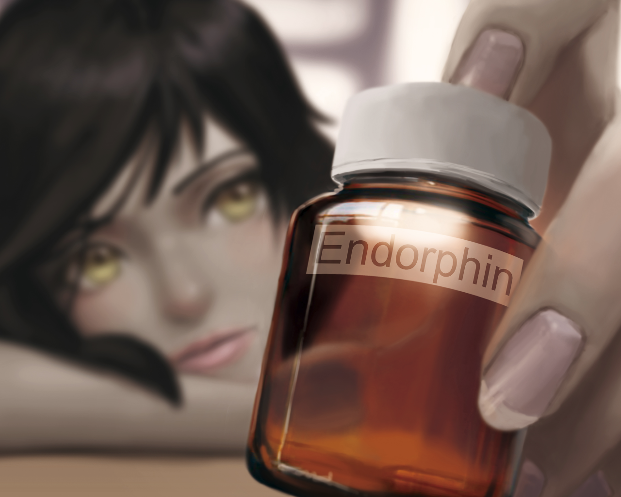 Аниме девушка с баночкой эндорфина