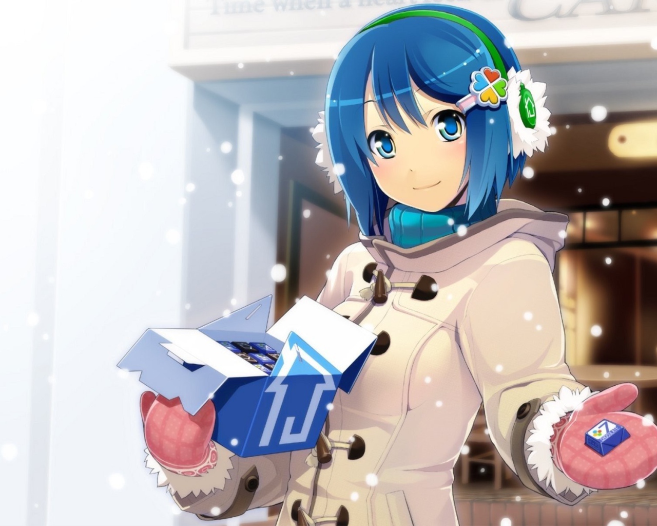 Аниме девушка угощает конфетами