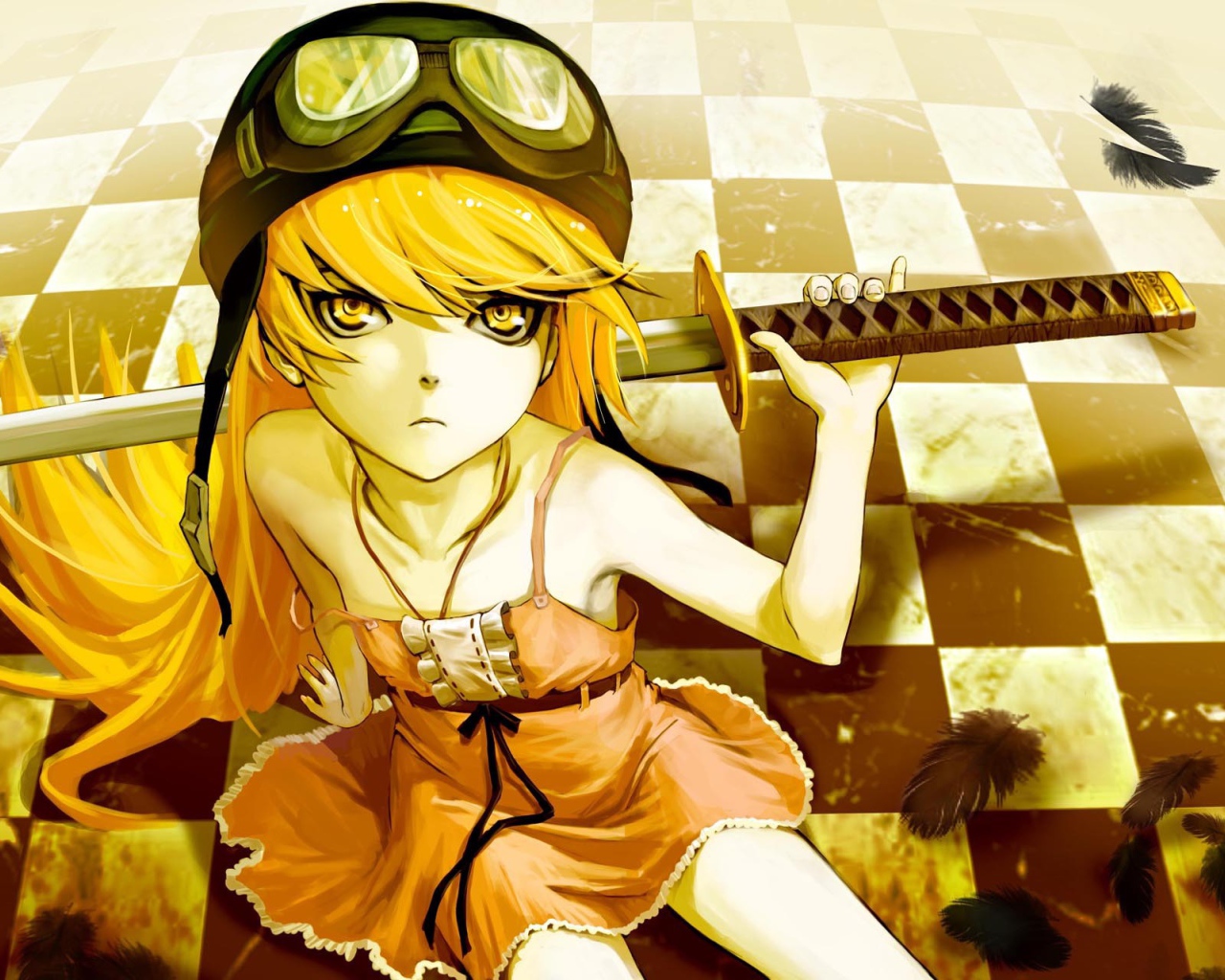 Девушка с катаной аниме Monogatari Series