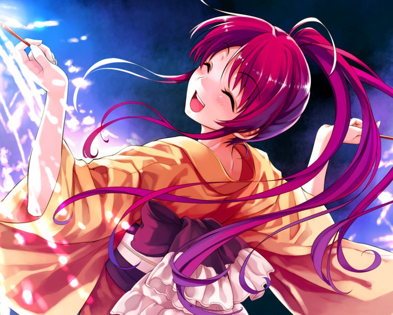 Девушка аниме с волшебной палочкой