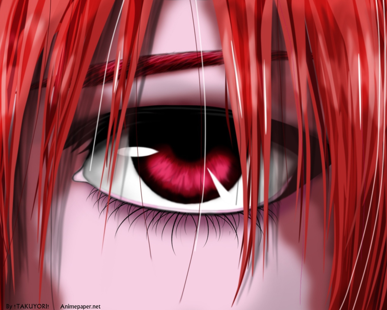 Девушка аниме с красными волосами