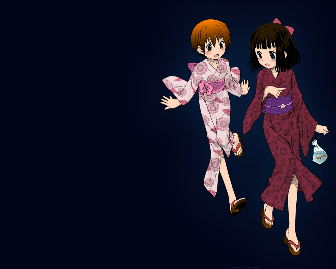 Девушки аниме в кимоно