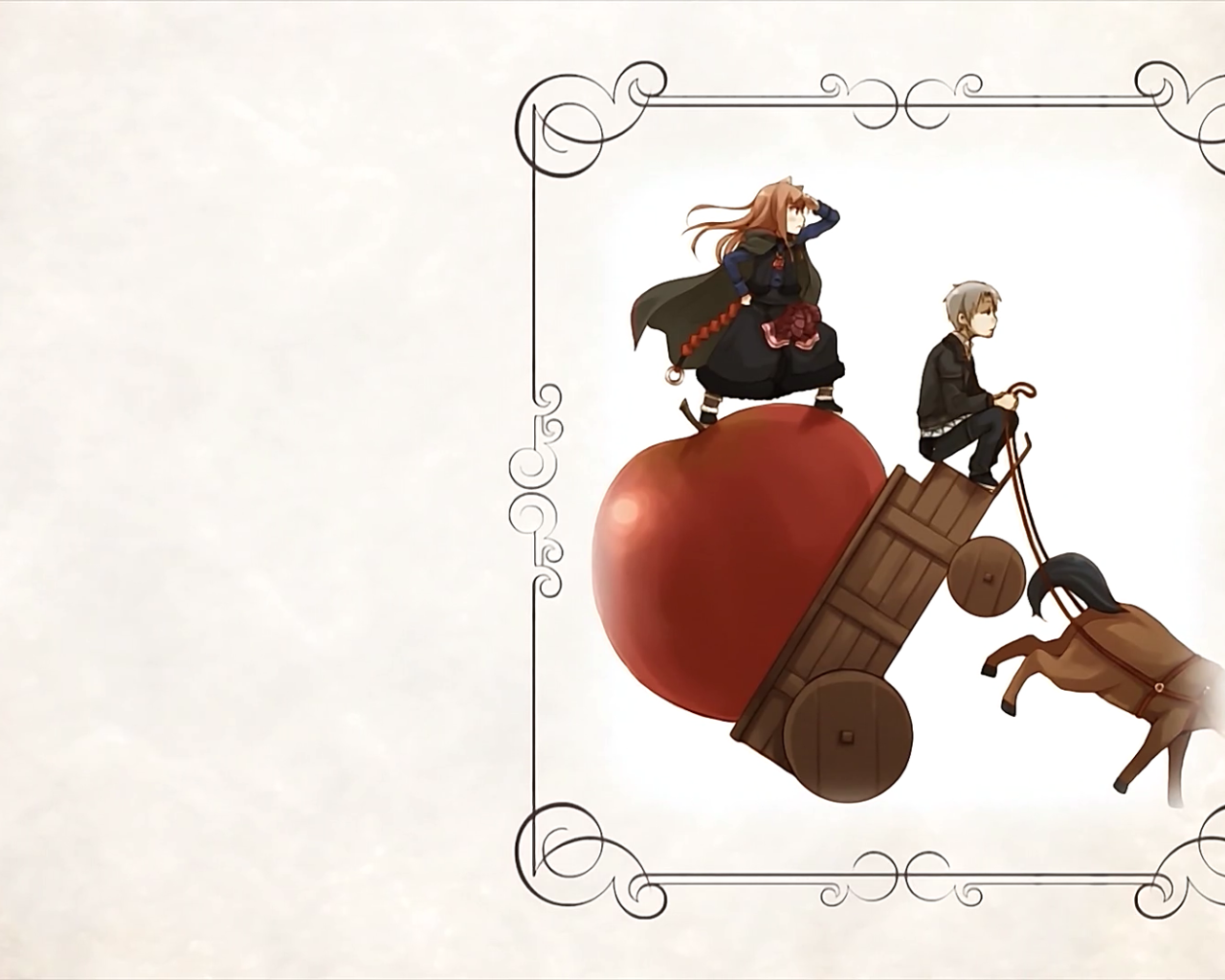 Яблоко на телеге в аниме Волчица и пряности