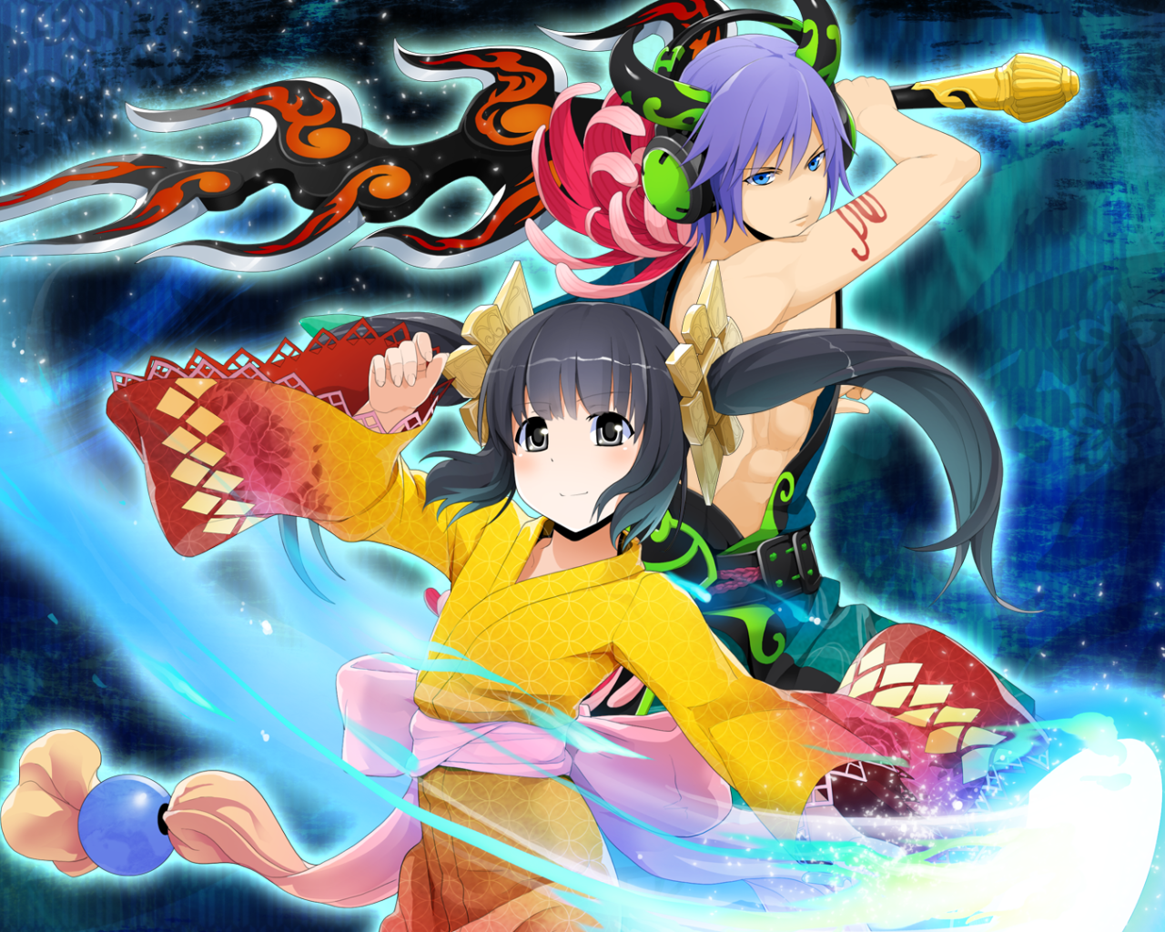 Сражение героев аниме Onigirl