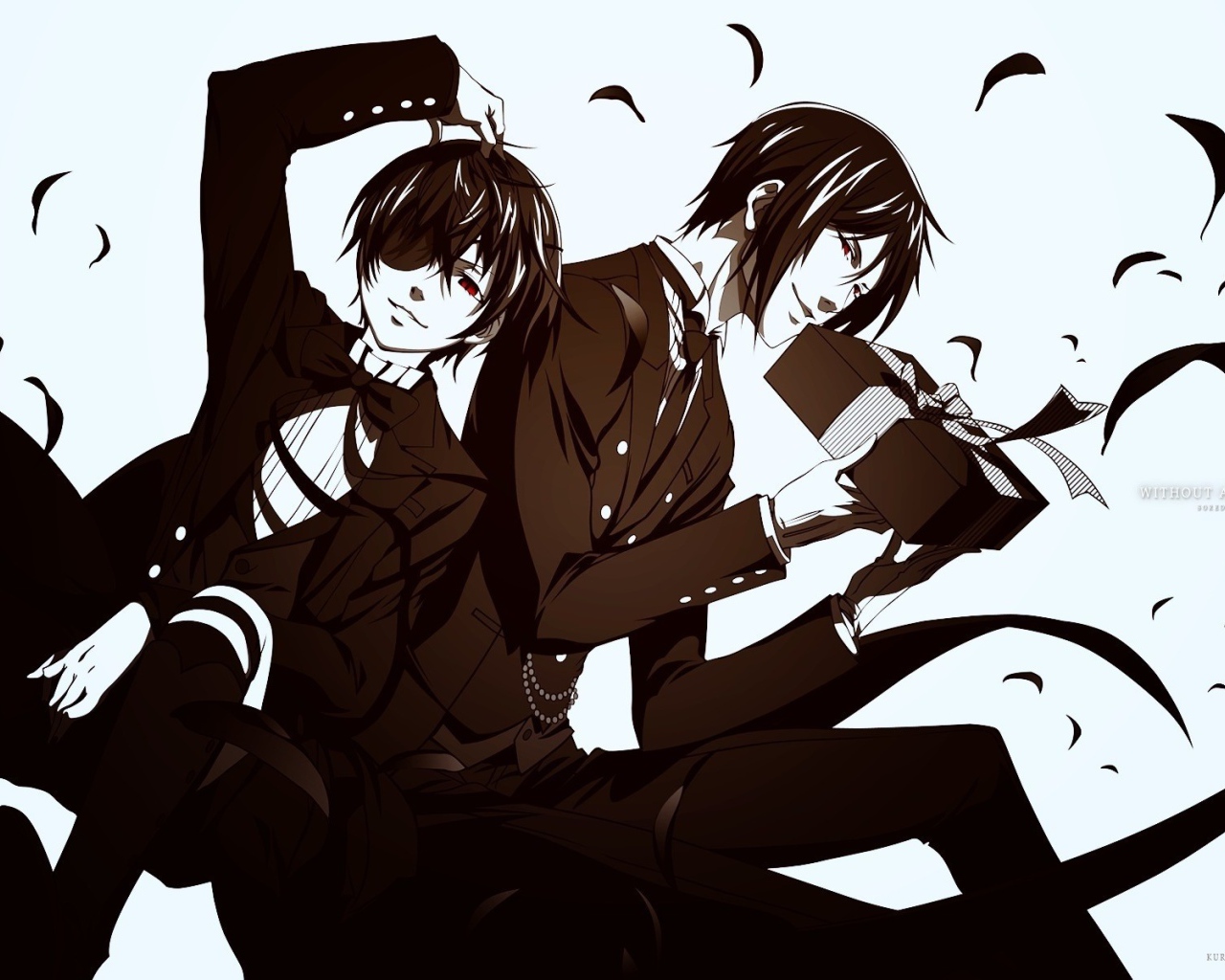 Черно белые герои аниме Тёмный дворецкий