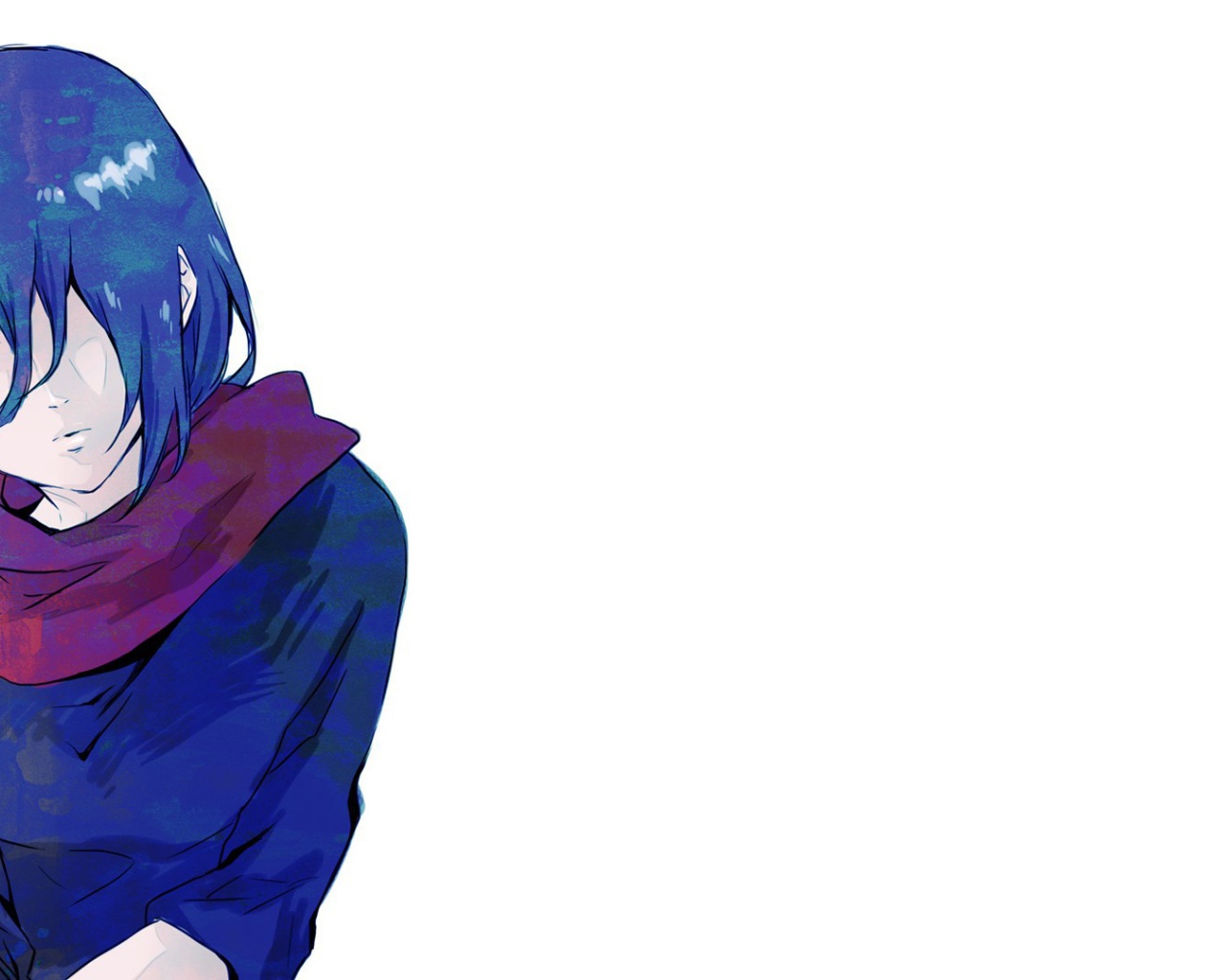 Синеволосая девушка в аниме Tokyo Ghoul